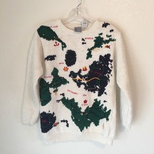 🌏VTG 80s kitschy Caribbean Sea map knit sweater
